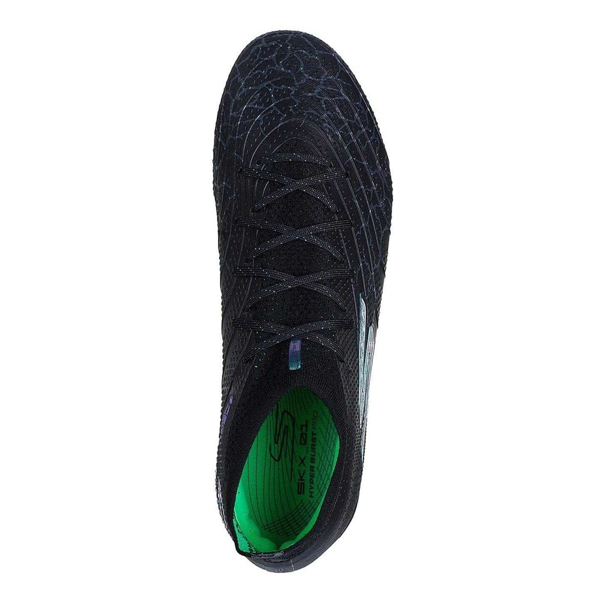 Black-Silver - Side - Skechers Mens Crackle Effect Firm Ground Football Boots