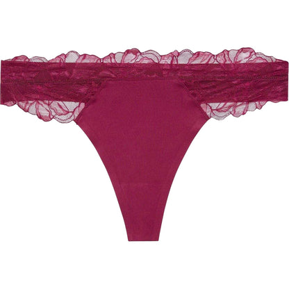 Pink - Front - Calvin Klein Womens-Ladies Lace Thong