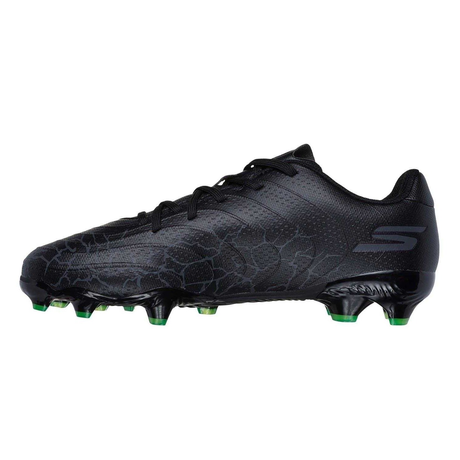 Black-Silver - Back - Skechers Childrens-Kids Flat Firm Ground Football Boots