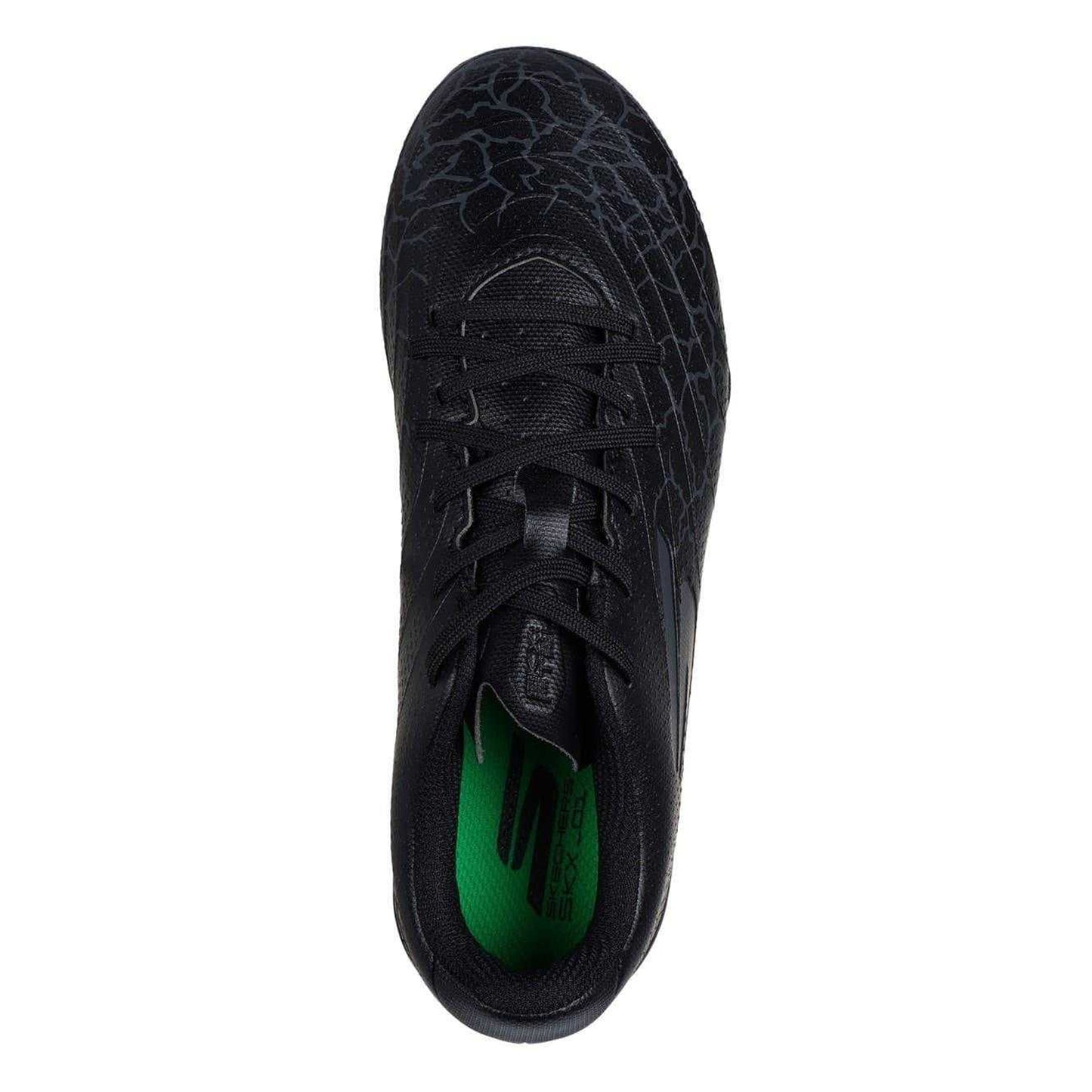Black-Silver - Side - Skechers Childrens-Kids Flat Firm Ground Football Boots