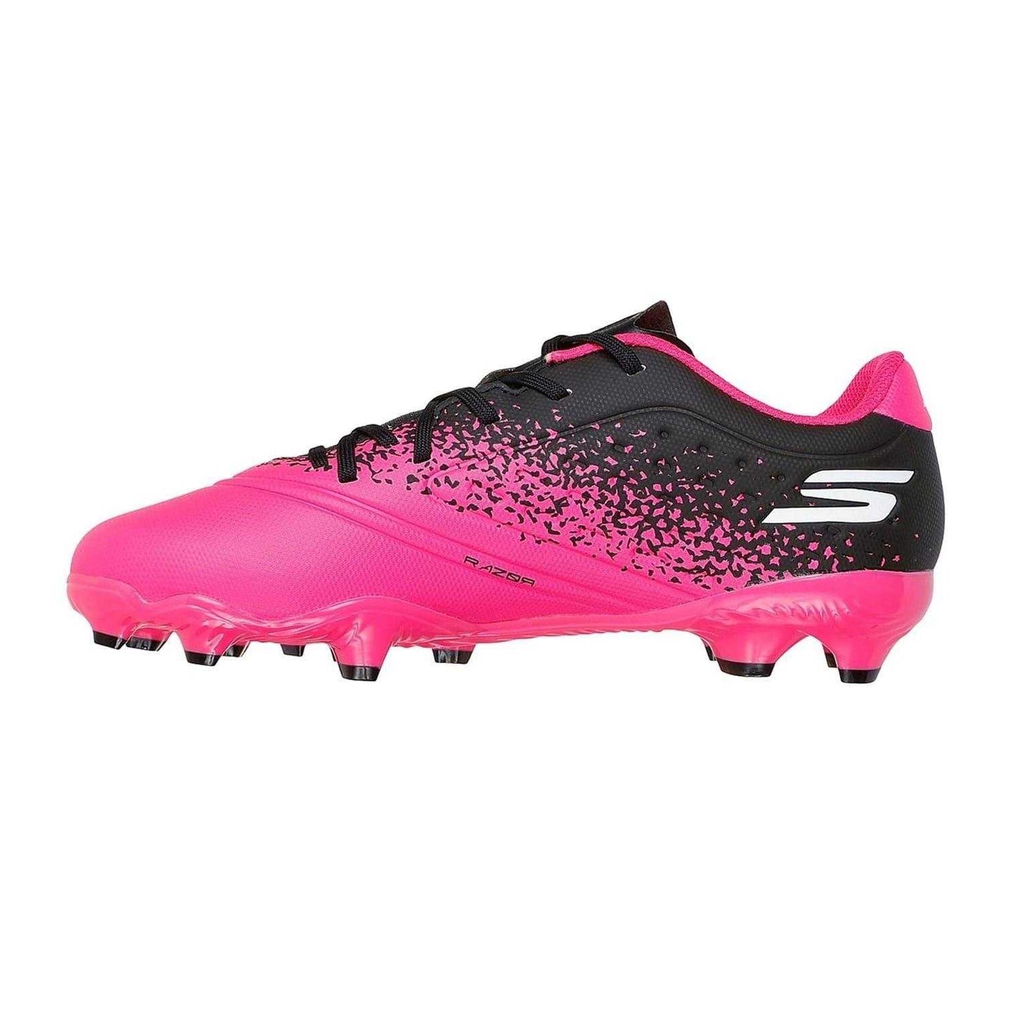 Black-Pink - Back - Skechers Childrens-Kids Razor Firm Ground Football Boots