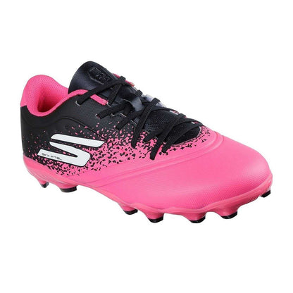 Black-Pink - Pack Shot - Skechers Childrens-Kids Razor Firm Ground Football Boots