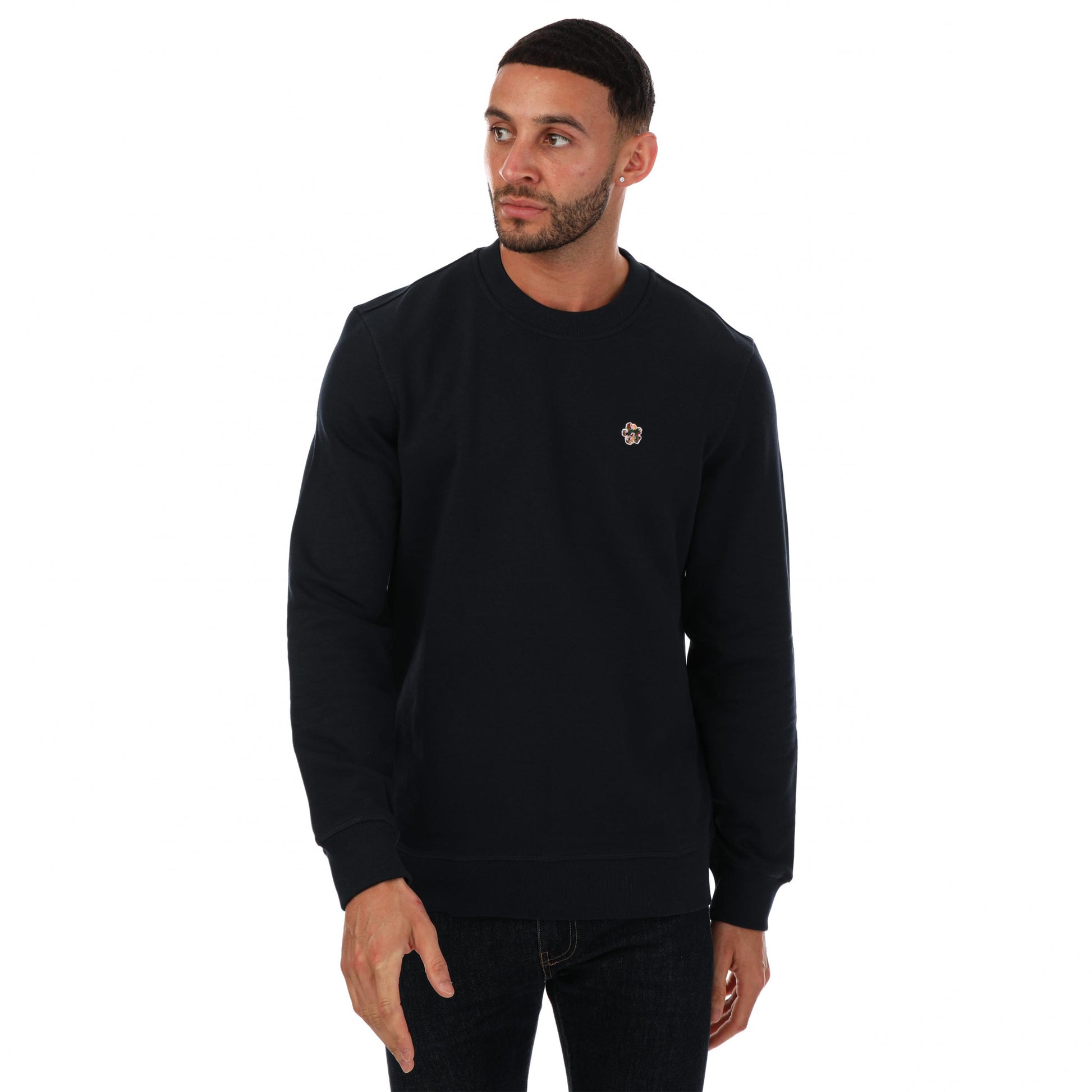 Navy - Side - Ted Baker Mens Hatton Crew Neck Sweatshirt