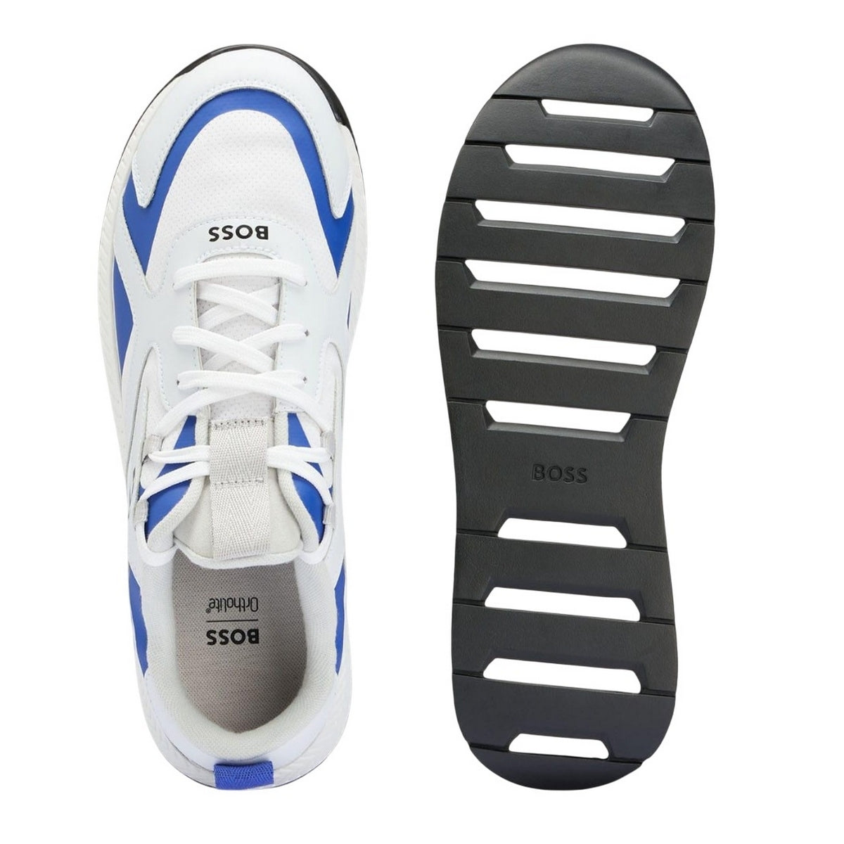 White - Lifestyle - Boss Mens Titanium Leather Running Trainers