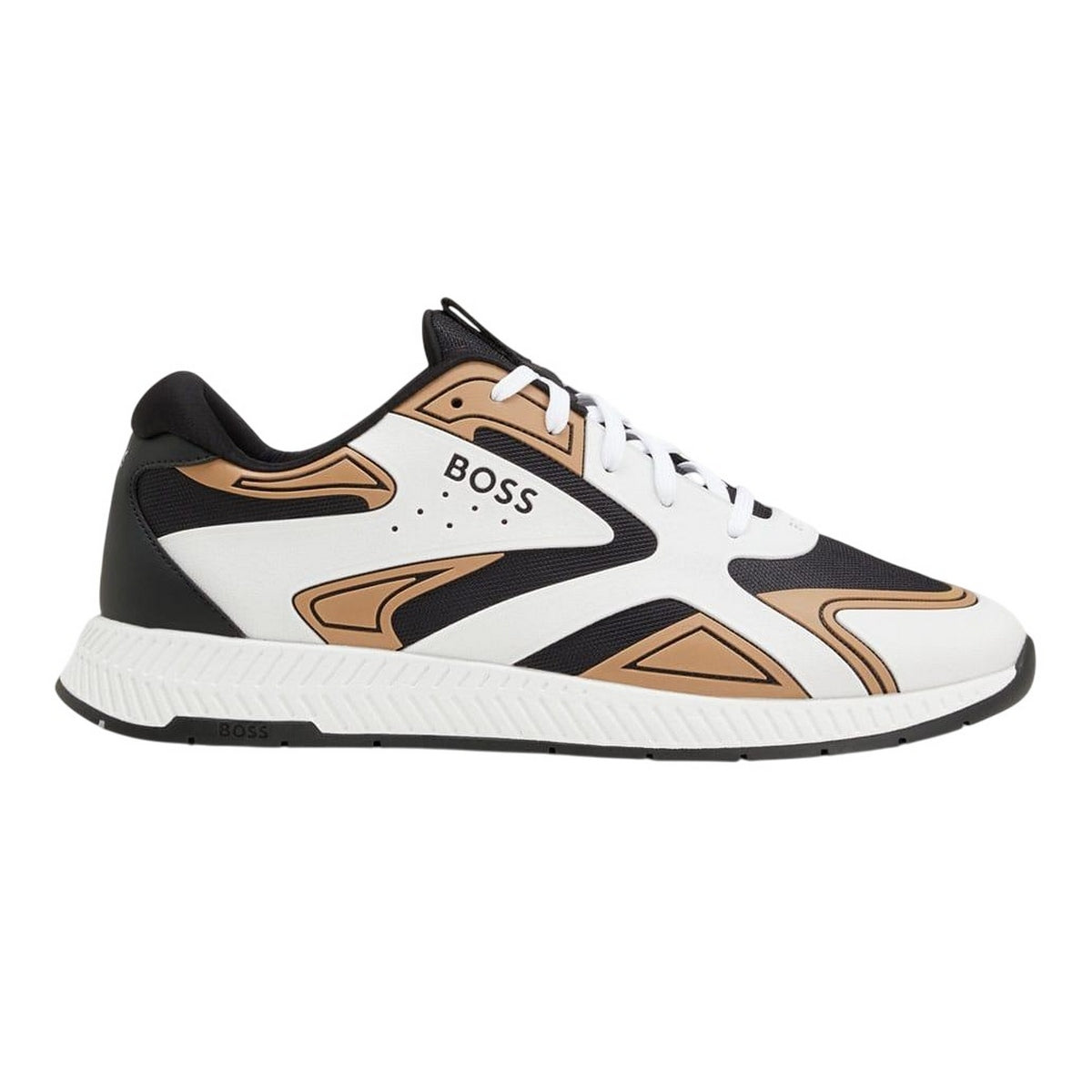 Beige - Front - Boss Mens Titanium Leather Running Trainers