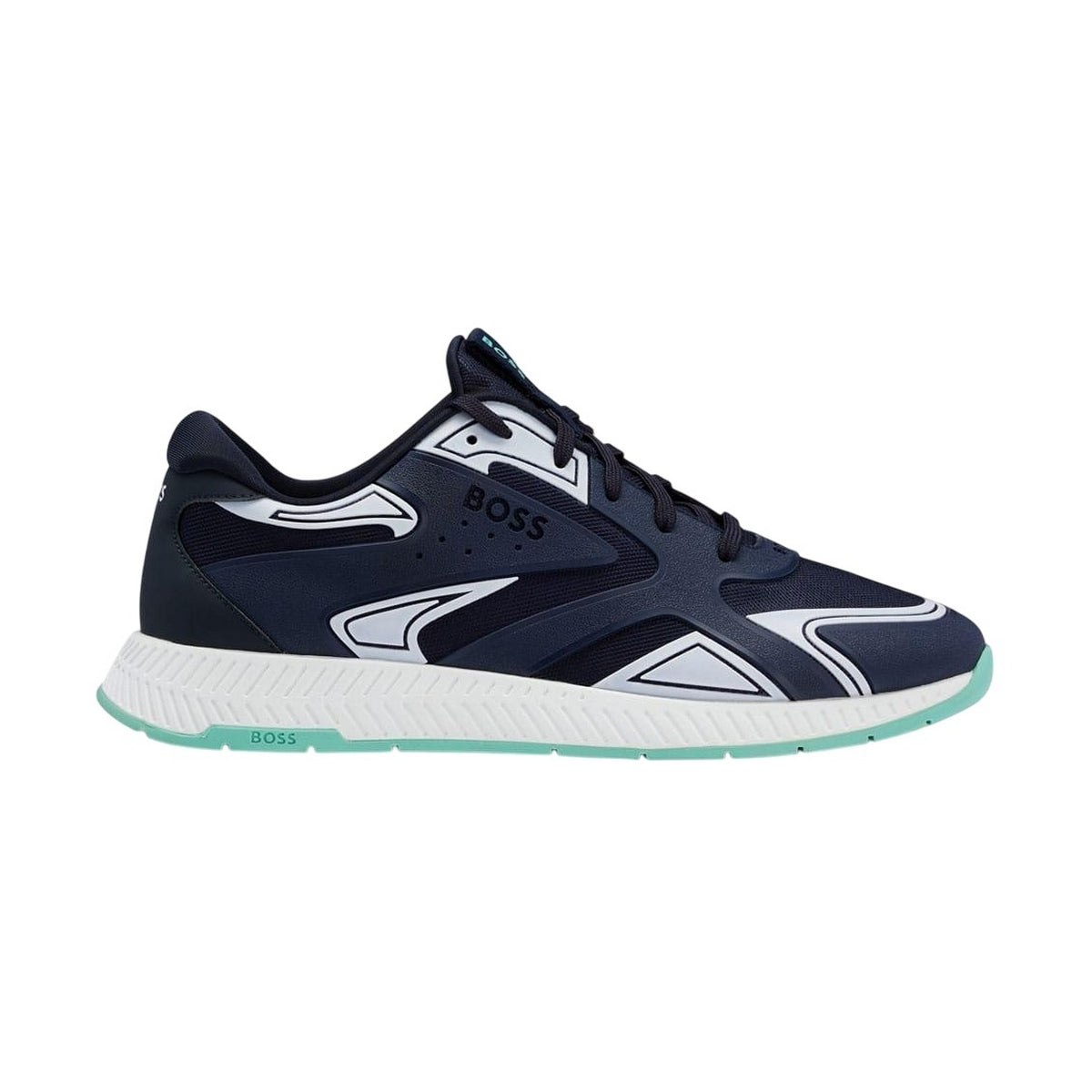 Blue - Front - Boss Mens Titanium Leather Running Trainers