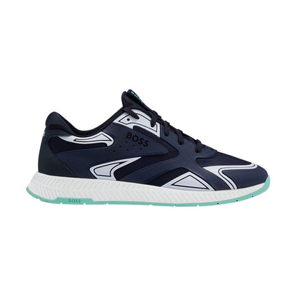 Blue - Front - Boss Mens Titanium Leather Running Trainers