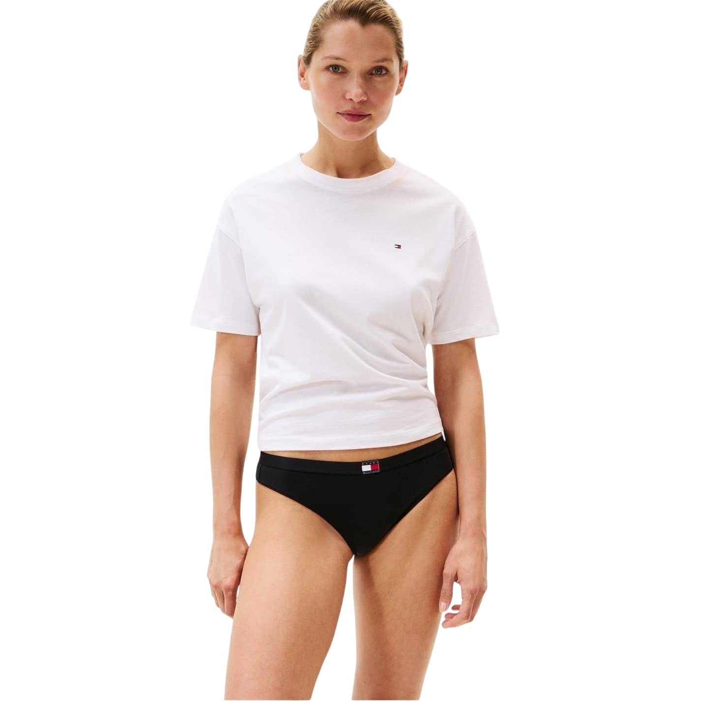 Black - Pack Shot - Tommy Hilfiger Womens-Ladies Heritage Logo Thong (Pack of 3)