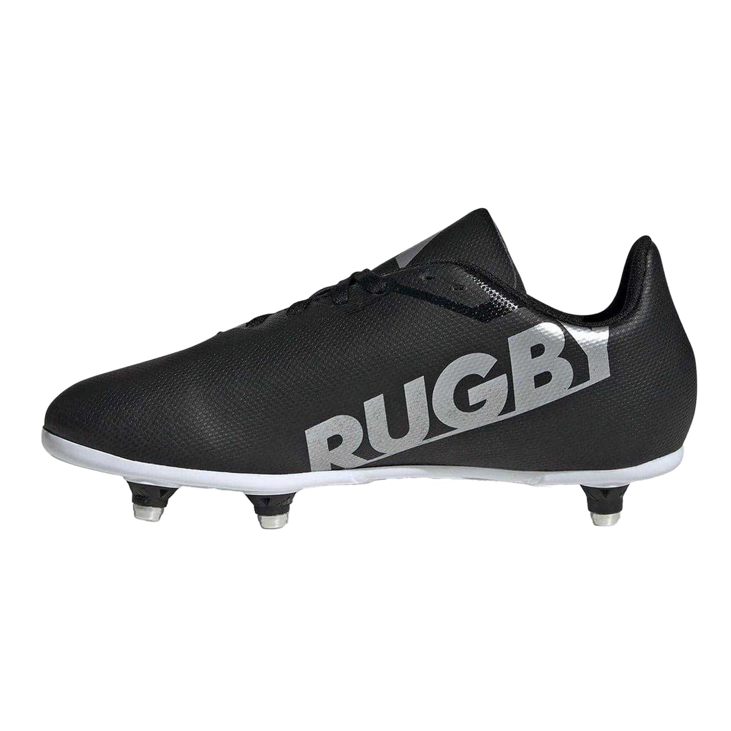 Black-Silver - Side - Adidas Childrens-Kids SG Synthetic Cleated Soft Ground Rugby Boots