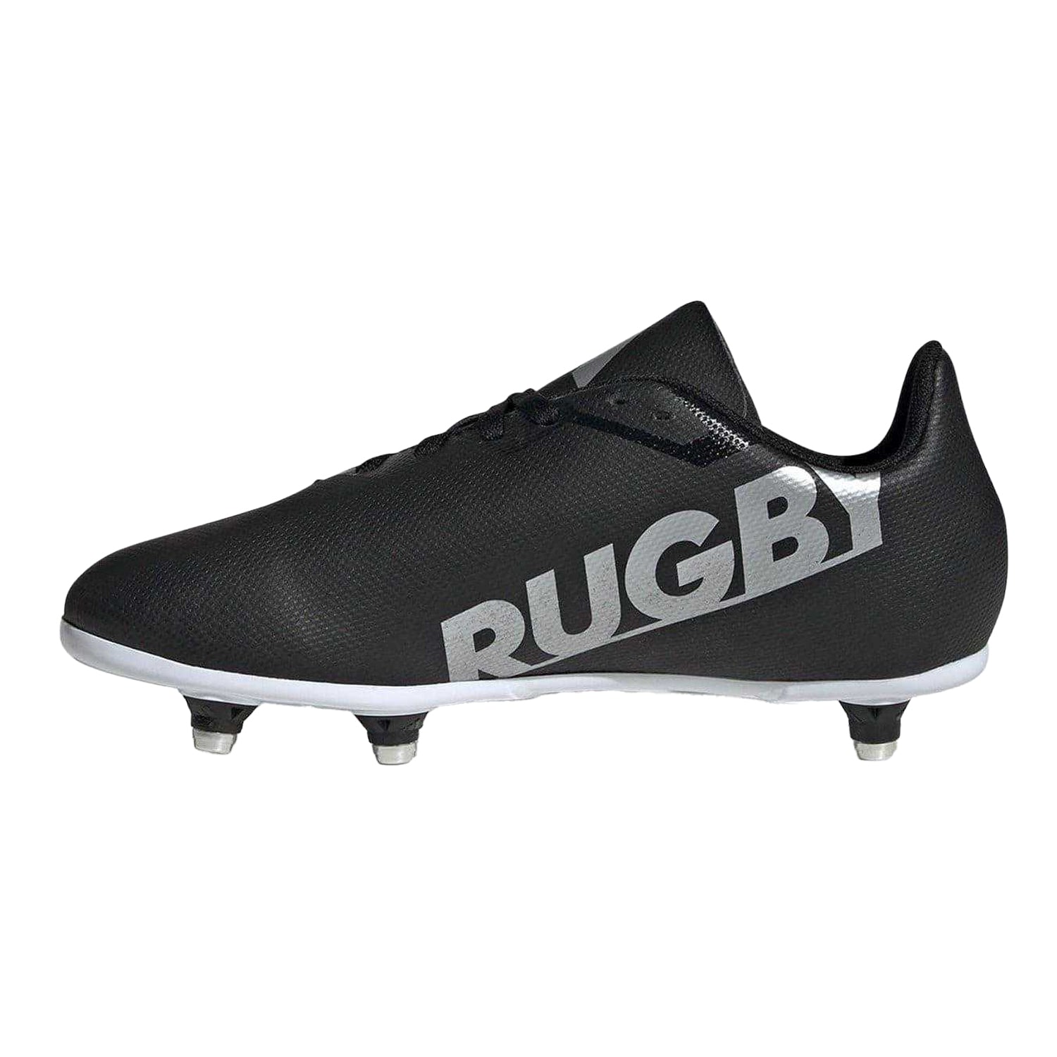 Black-Silver - Side - Adidas Childrens-Kids SG Synthetic Cleated Soft Ground Rugby Boots