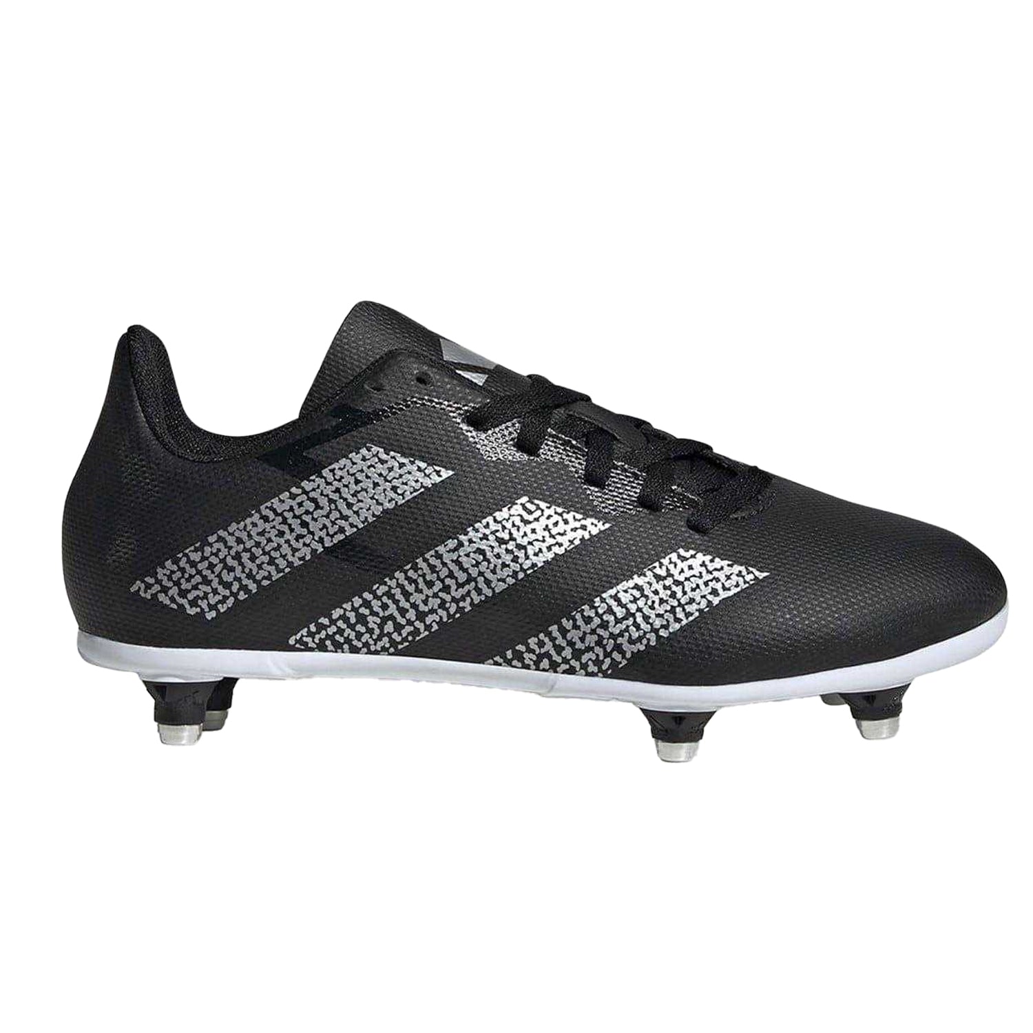 Black-Silver - Front - Adidas Childrens-Kids SG Synthetic Cleated Soft Ground Rugby Boots