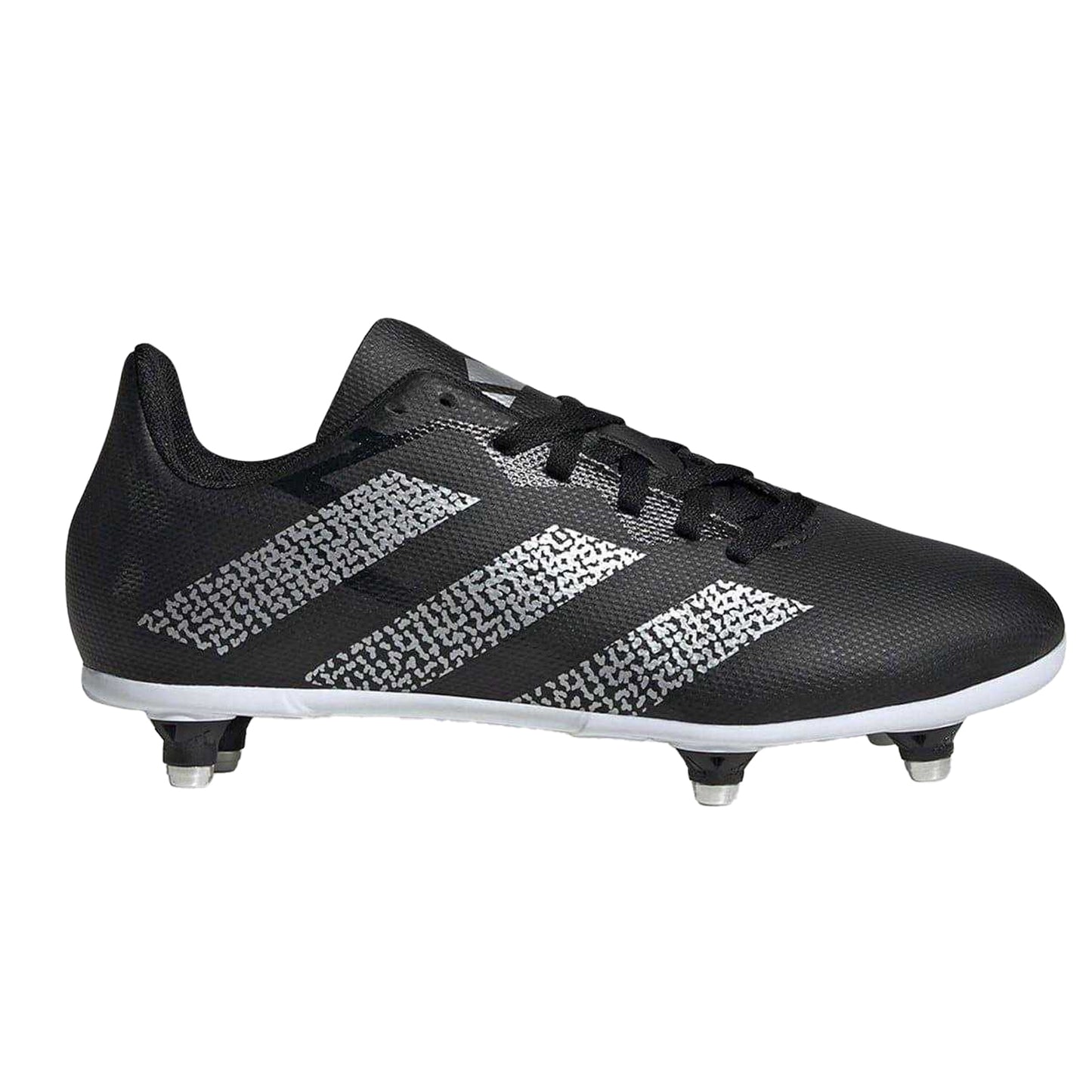 Black-Silver - Front - Adidas Childrens-Kids SG Synthetic Cleated Soft Ground Rugby Boots