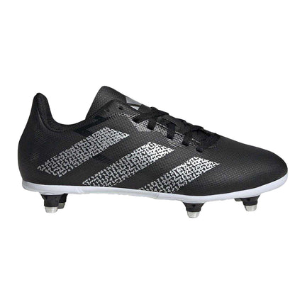 Black-Silver - Front - Adidas Childrens-Kids SG Synthetic Cleated Soft Ground Rugby Boots