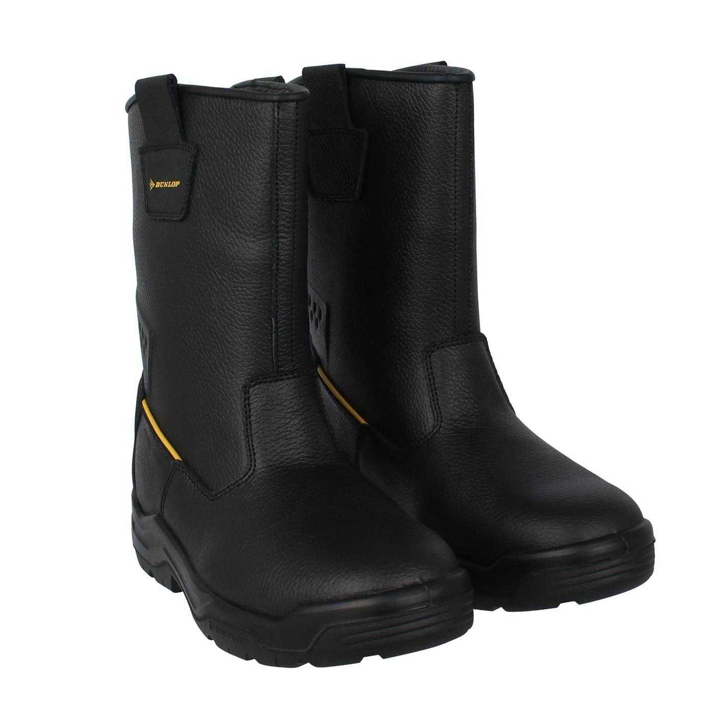 Black - Pack Shot - Dunlop Mens Leather Steel Toe Cap Safety Boots