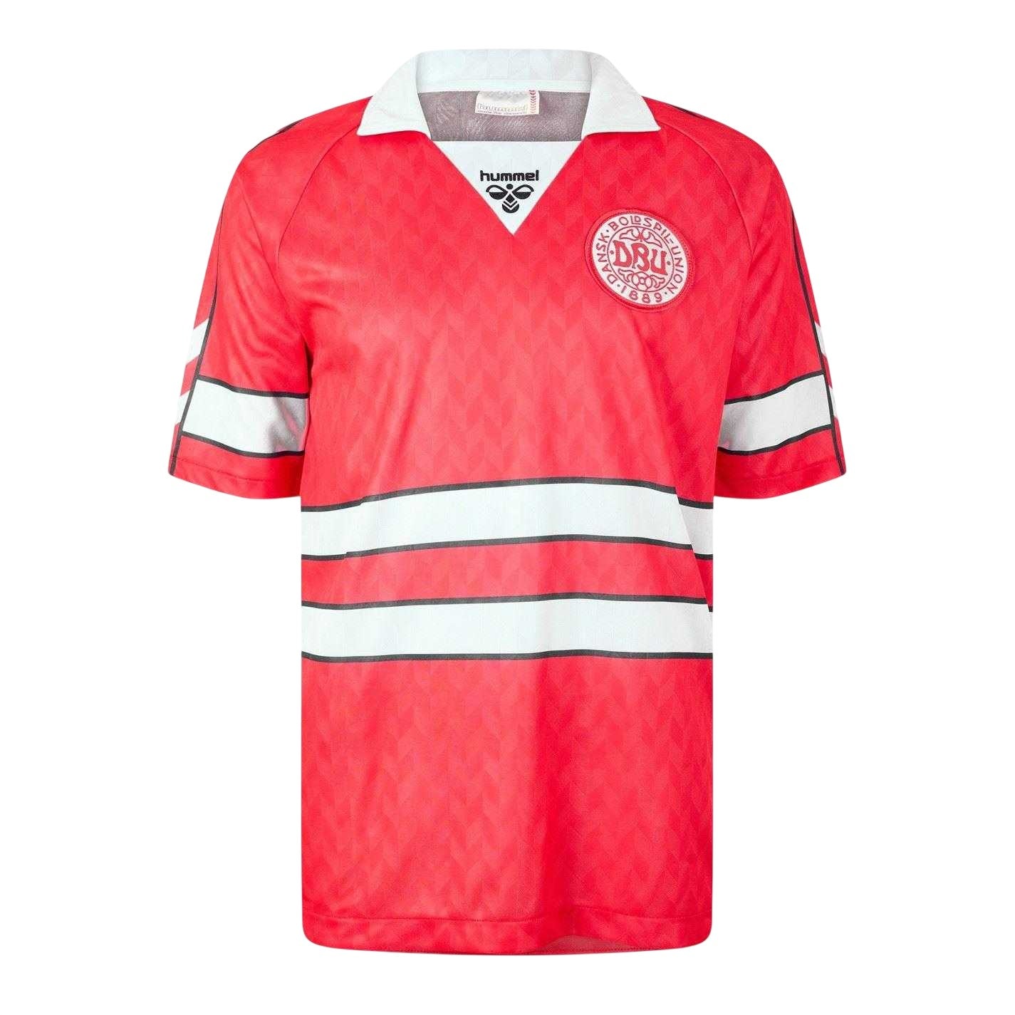 Red-White - Front - Hummel Unisex Adult 1988 Denmark Football Shirt