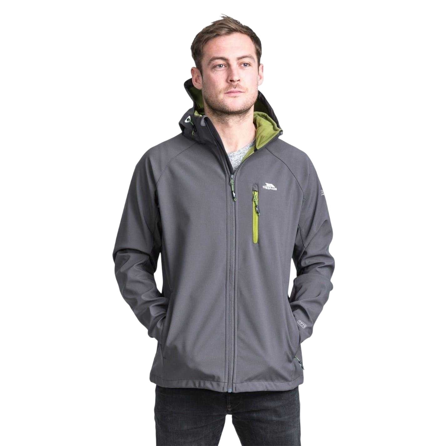 Carbon - Front - Trespass Mens Nider Hooded Soft Shell Jacket