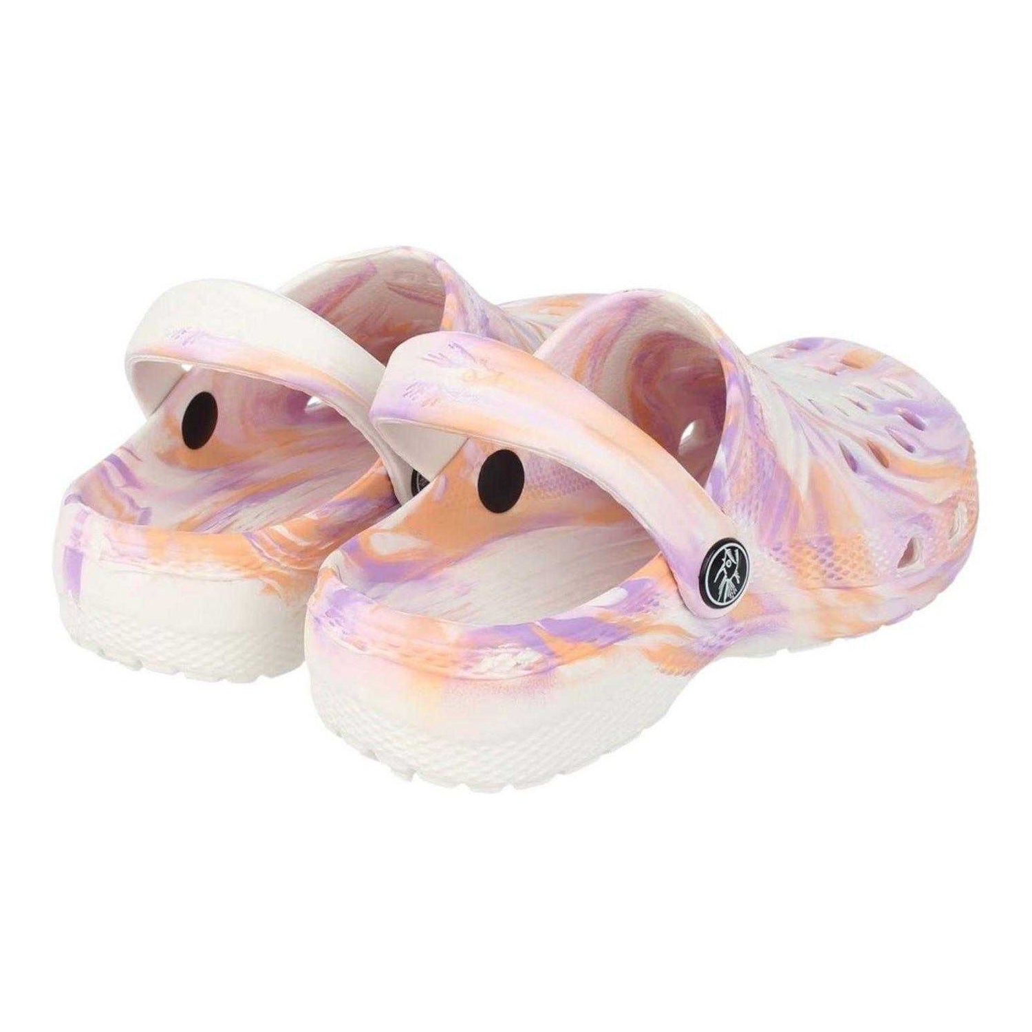 Grey Pink Marble - Back - Hot Tuna Childrens-Kids Ventilated Clogs