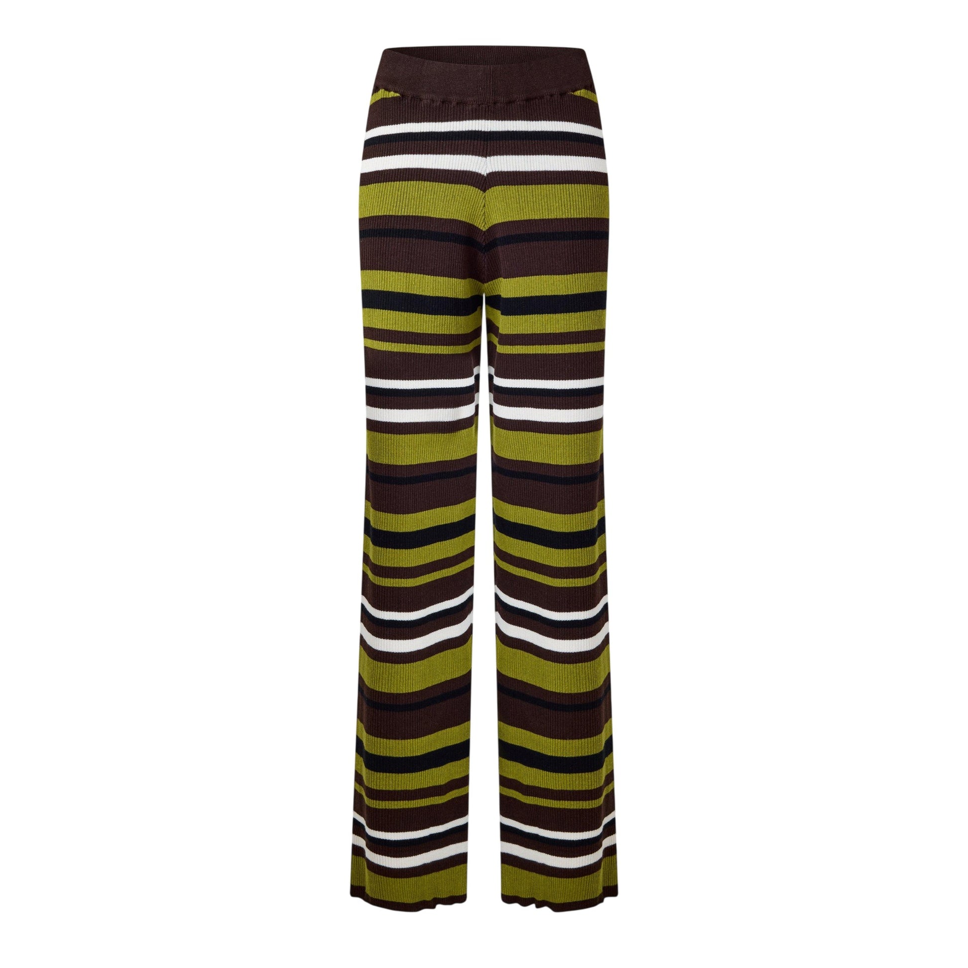 Multicoloured - Front - I Saw It First Womens-Ladies Knitted Striped Wide Leg Trousers