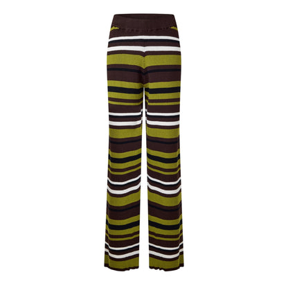 Multicoloured - Front - I Saw It First Womens-Ladies Knitted Striped Wide Leg Trousers