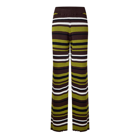 Multicoloured - Front - I Saw It First Womens-Ladies Knitted Striped Wide Leg Trousers