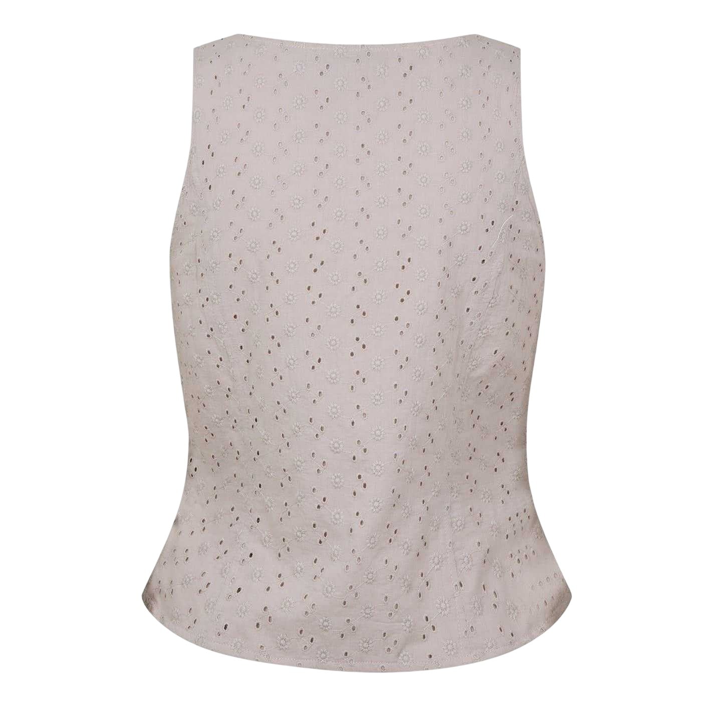 Stone - Back - Jack Wills Womens-Ladies Broderie Cotton Corset Top