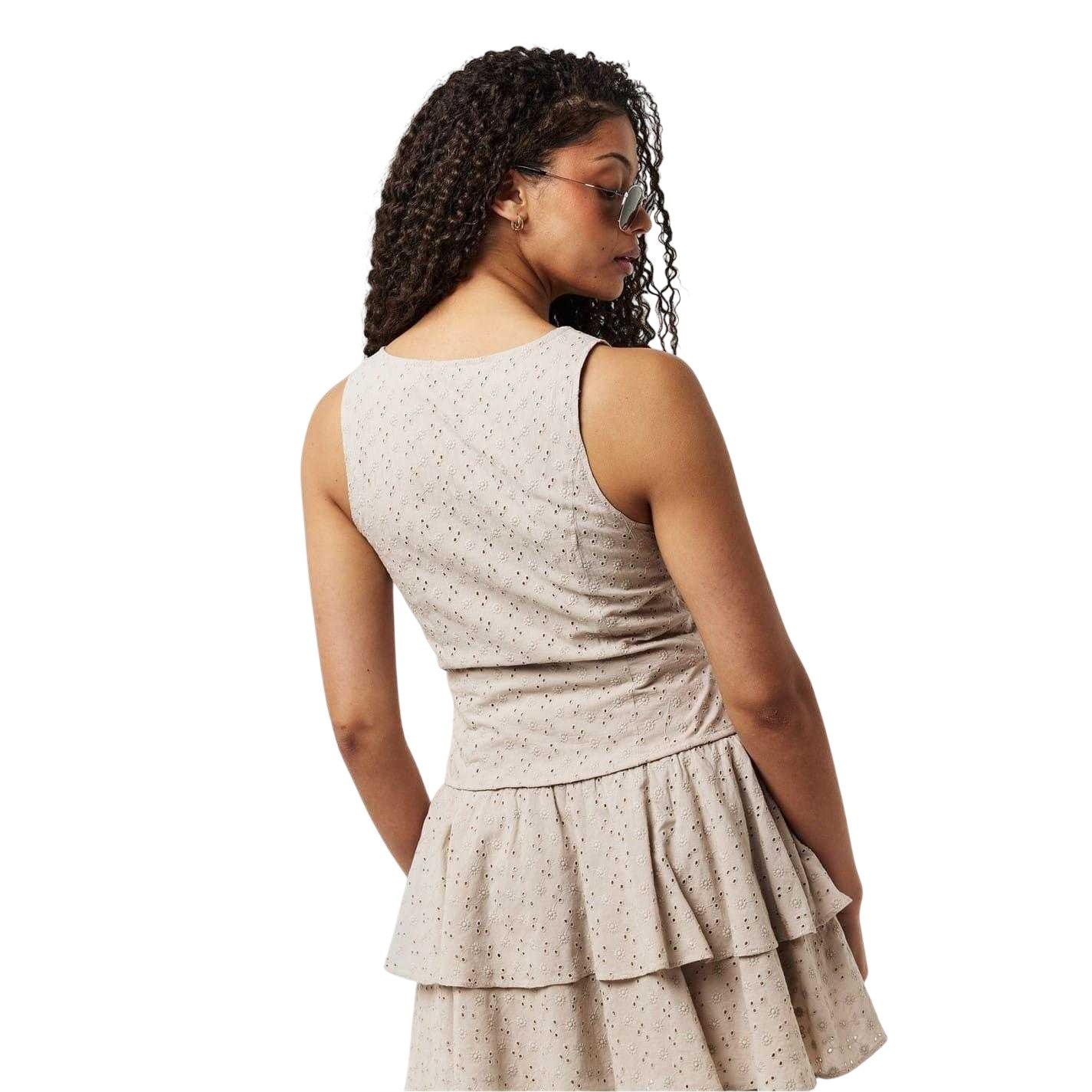 Stone - Lifestyle - Jack Wills Womens-Ladies Broderie Cotton Corset Top