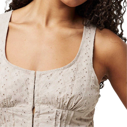 Stone - Pack Shot - Jack Wills Womens-Ladies Broderie Cotton Corset Top