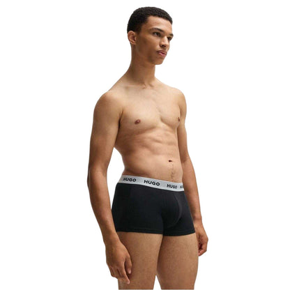 Black - Side - Hugo Mens Logo Boxer Briefs (Pack of 3)
