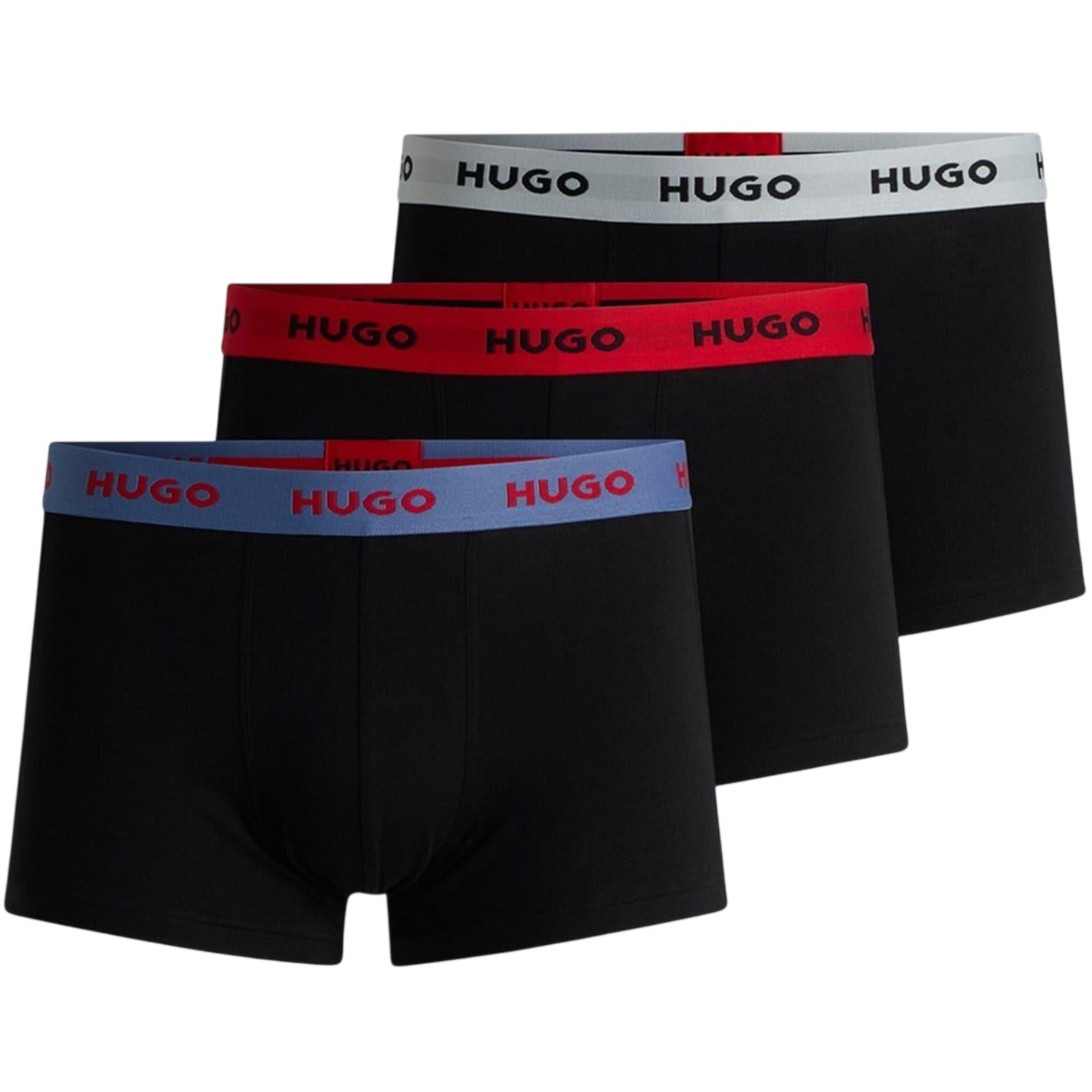Black - Front - Hugo Mens Logo Boxer Briefs (Pack of 3)