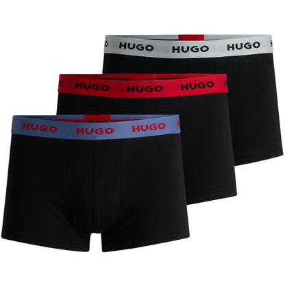 Black - Front - Hugo Mens Logo Boxer Briefs (Pack of 3)