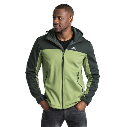 Olive - Back - Trespass Mens Palin Colour Block Soft Shell Jacket