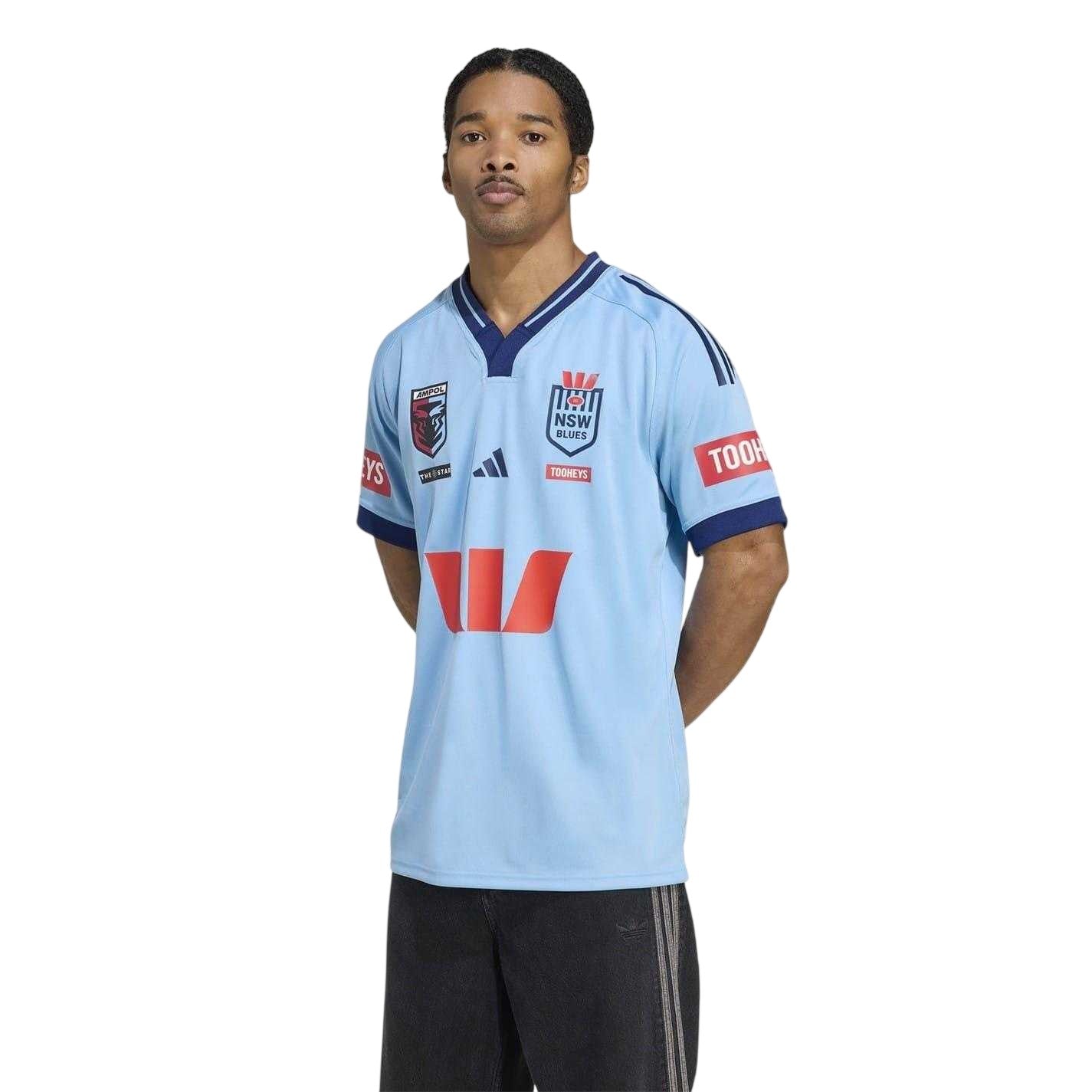 Sky Blue-Navy - Side - Adidas Mens 2025-2026 New South Wales Blues Lightweight Rugby Jersey