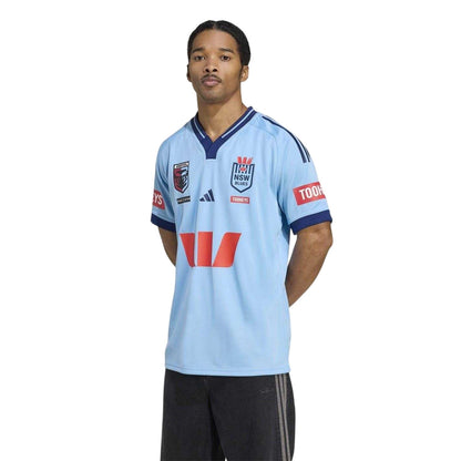 Sky Blue-Navy - Side - Adidas Mens 2025-2026 New South Wales Blues Lightweight Rugby Jersey