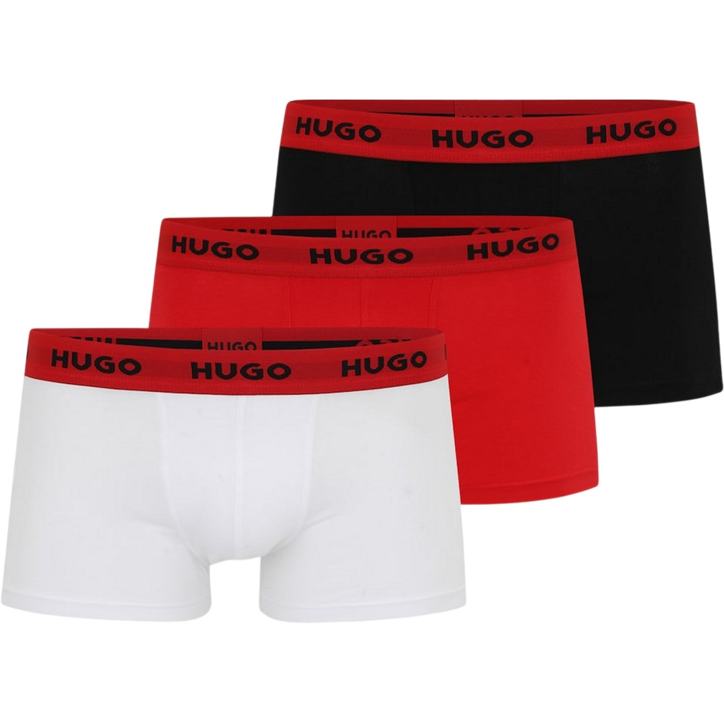 Black-Red-White - Back - Hugo Mens Boxer Briefs (Pack of 3)