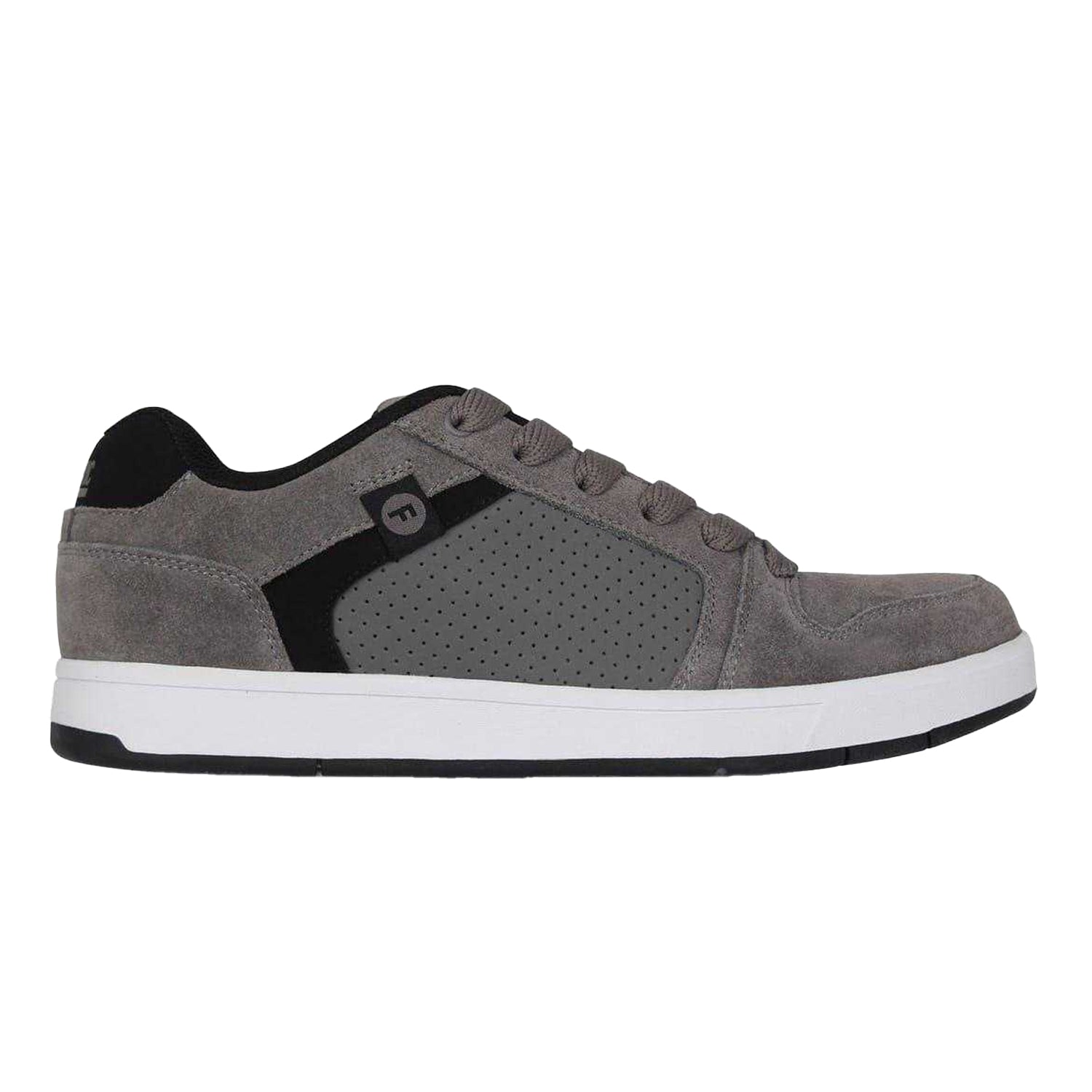 Charcoal - Front - Fabric Mens Ollie Leather Flat Skate Shoes