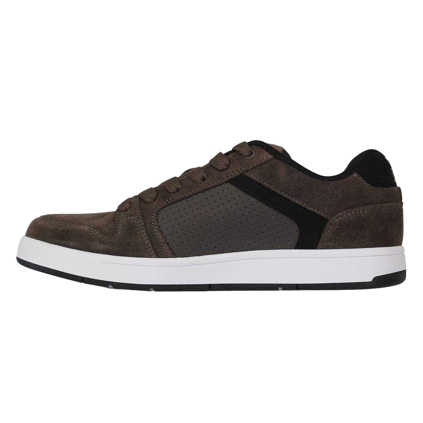 Brown - Side - Fabric Mens Ollie Leather Flat Skate Shoes
