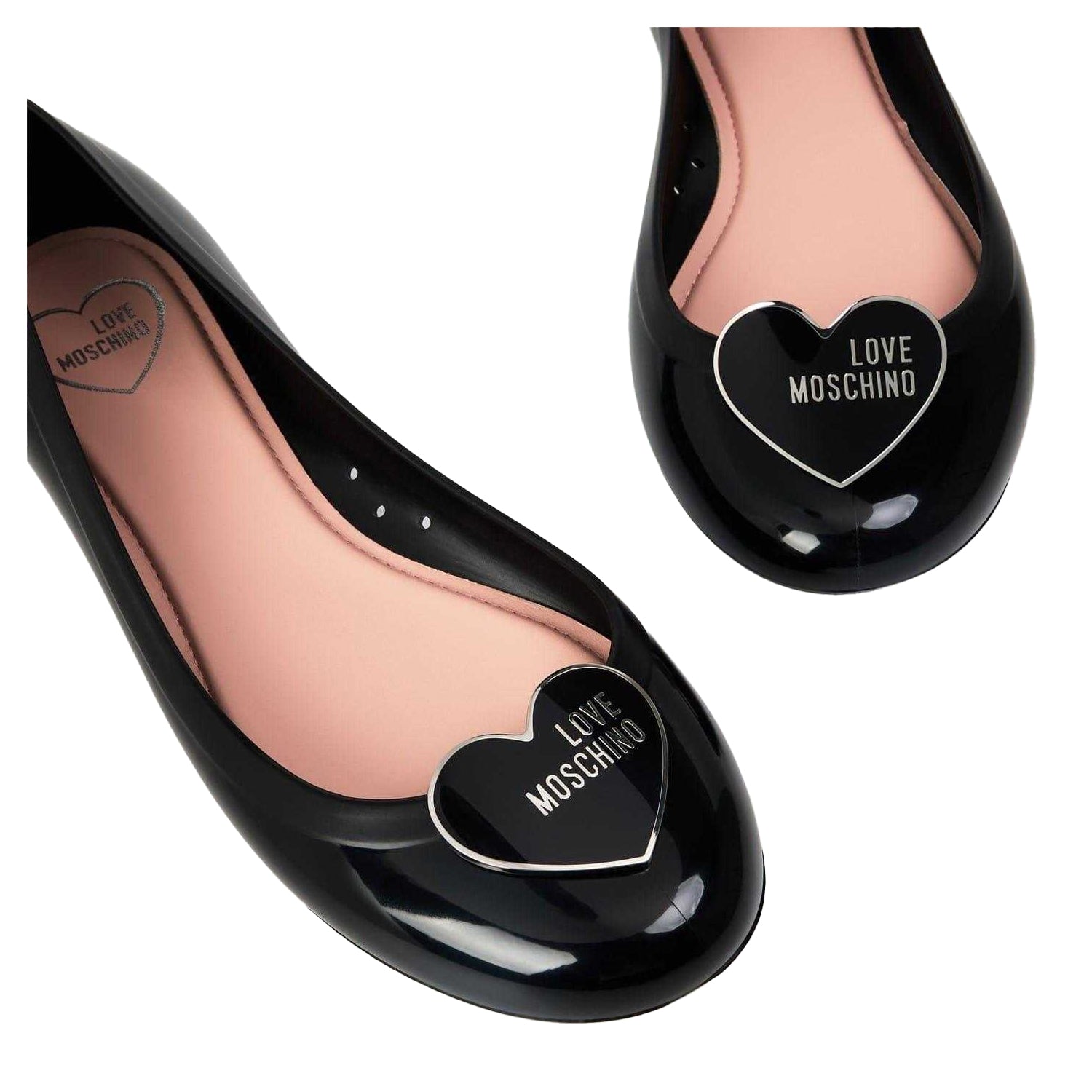 Black-Silver - Lifestyle - Love Moschino Womens-Ladies Ballet Flats