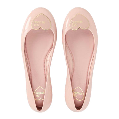 Blush-Gold - Side - Love Moschino Womens-Ladies Ballet Flats