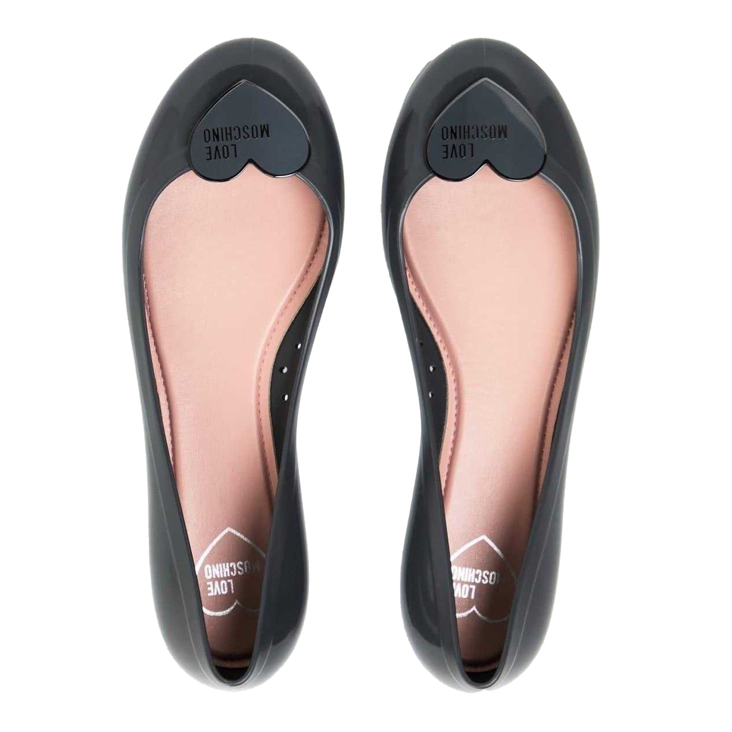 Anthracite - Side - Love Moschino Womens-Ladies Ballet Flats