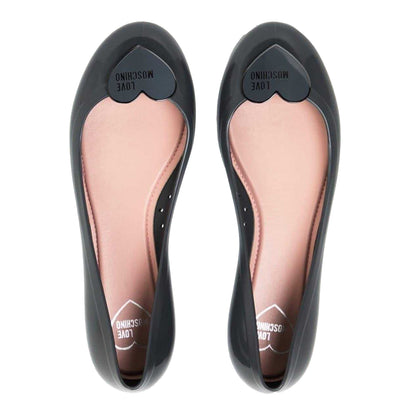 Anthracite - Side - Love Moschino Womens-Ladies Ballet Flats
