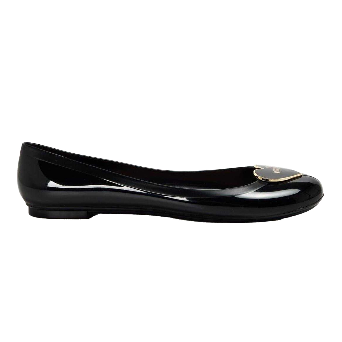 Black-Gold - Front - Love Moschino Womens-Ladies Ballet Flats