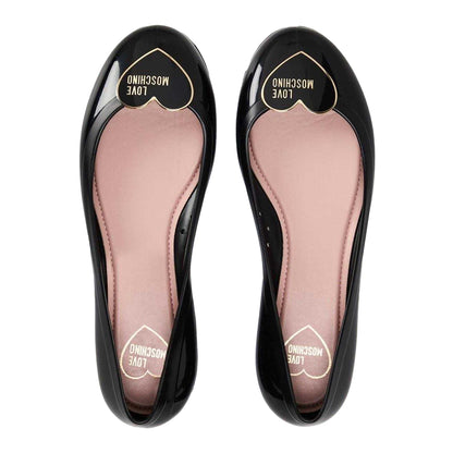Black-Gold - Side - Love Moschino Womens-Ladies Ballet Flats