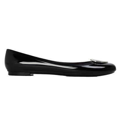 Black-Silver - Front - Love Moschino Womens-Ladies Ballet Flats