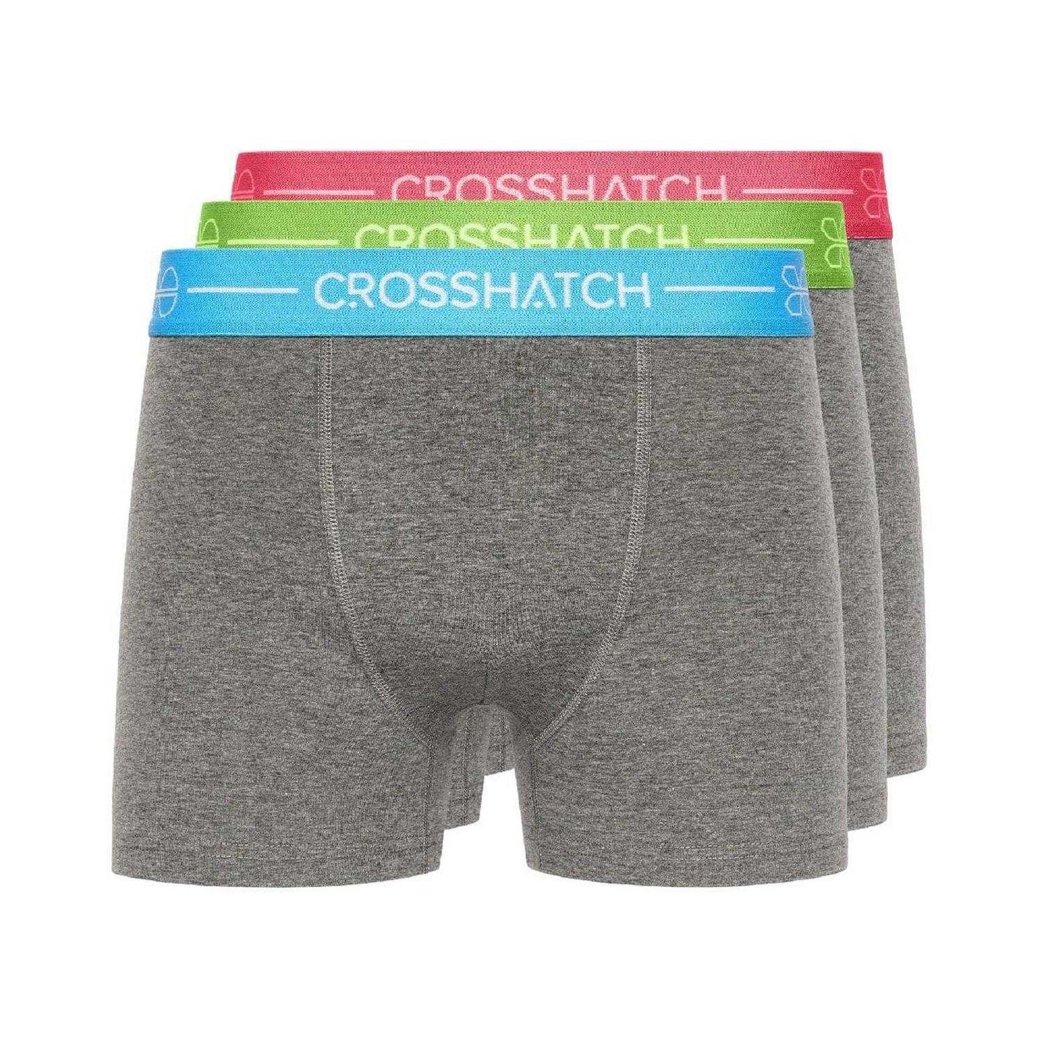Grey - Front - Crosshatch Mens Astral Boxer Shorts (Pack of 3)