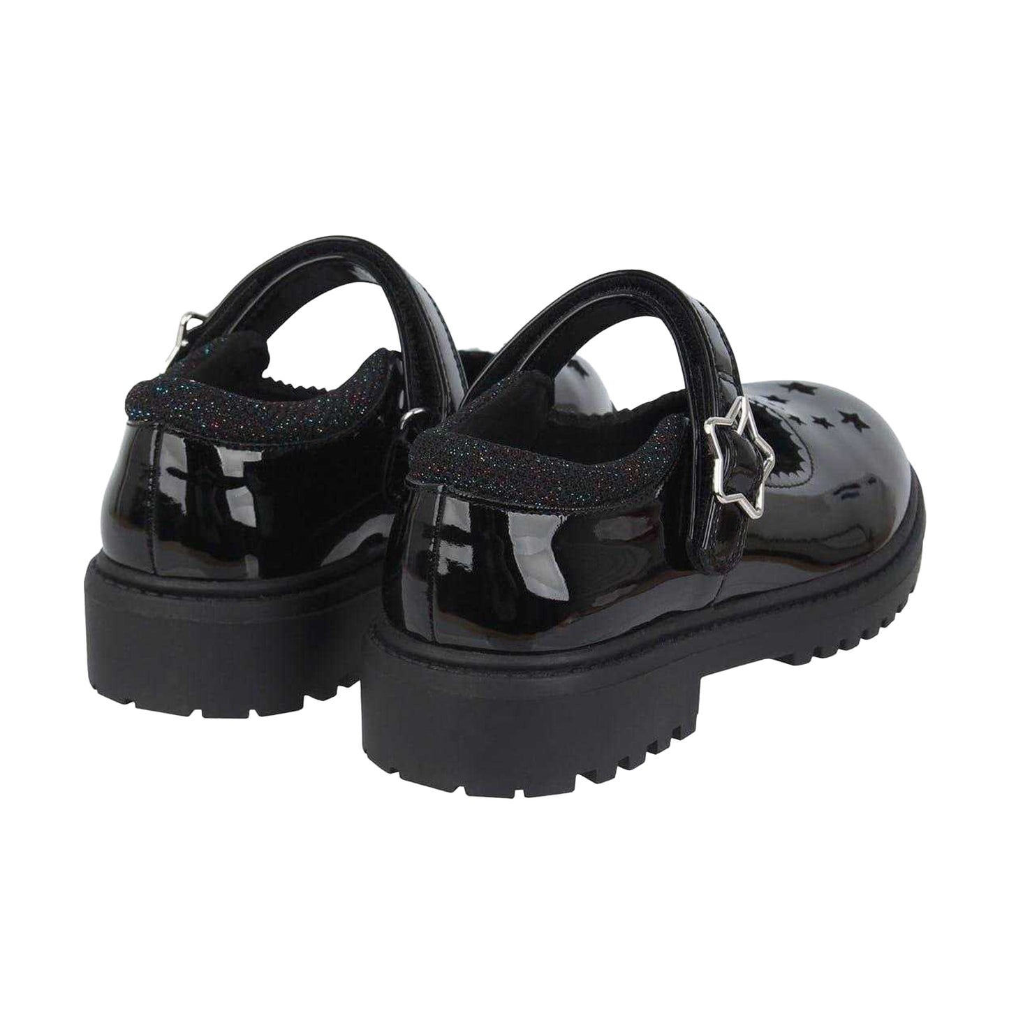 Black Patent - Back - Miso Girls Leather Chunky Flat Mary Janes