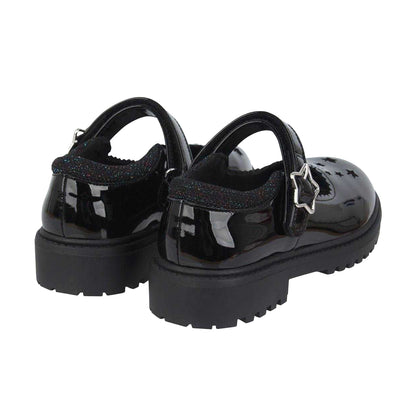 Black Patent - Back - Miso Girls Leather Chunky Flat Mary Janes