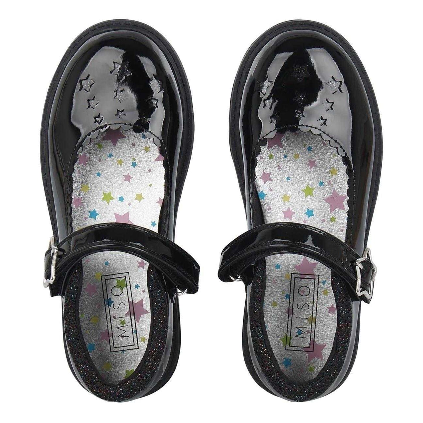 Black Patent - Lifestyle - Miso Girls Leather Chunky Flat Mary Janes