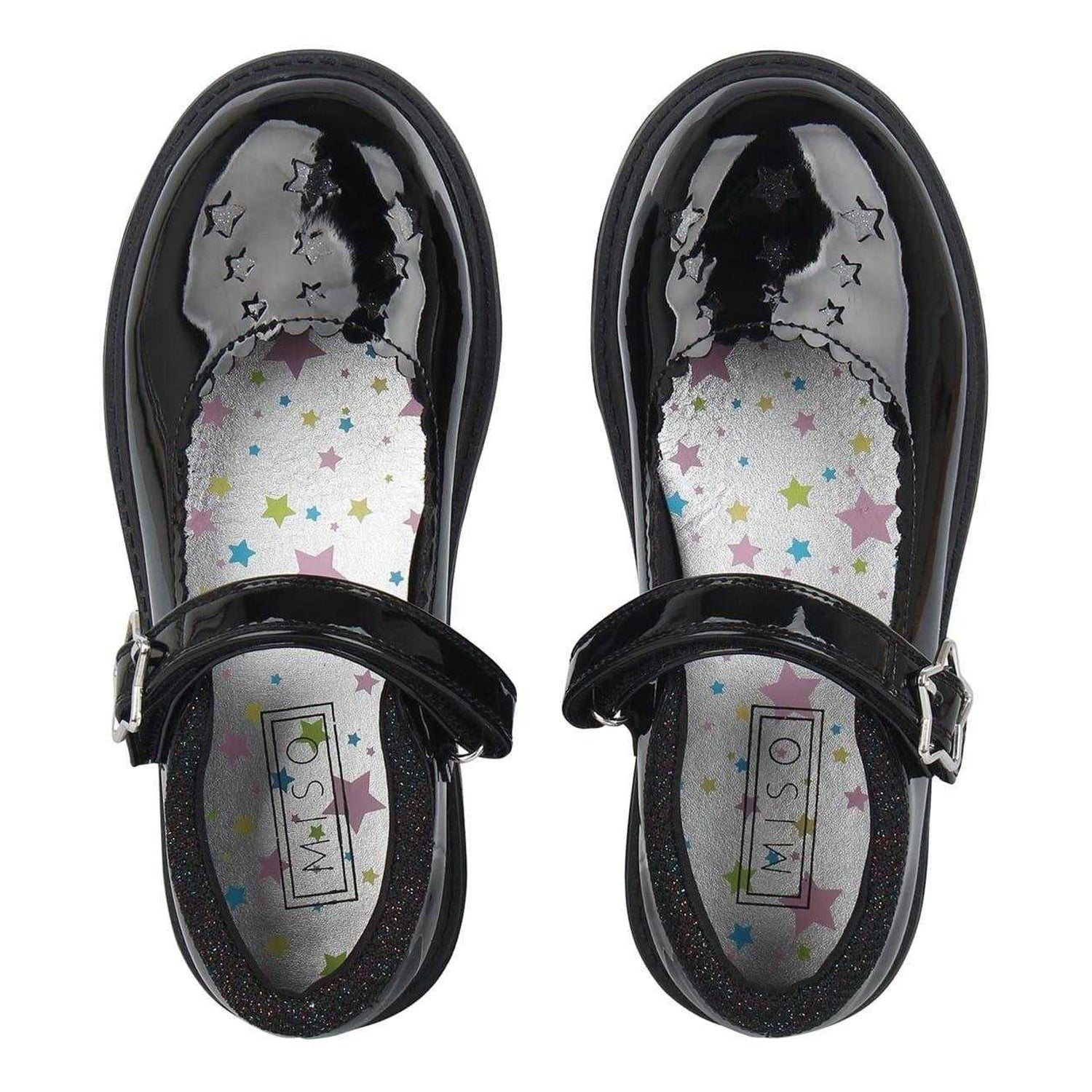Black Patent - Lifestyle - Miso Girls Leather Chunky Flat Mary Janes