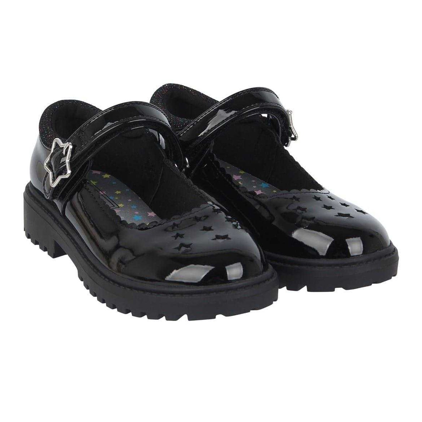Black Patent - Pack Shot - Miso Girls Leather Chunky Flat Mary Janes