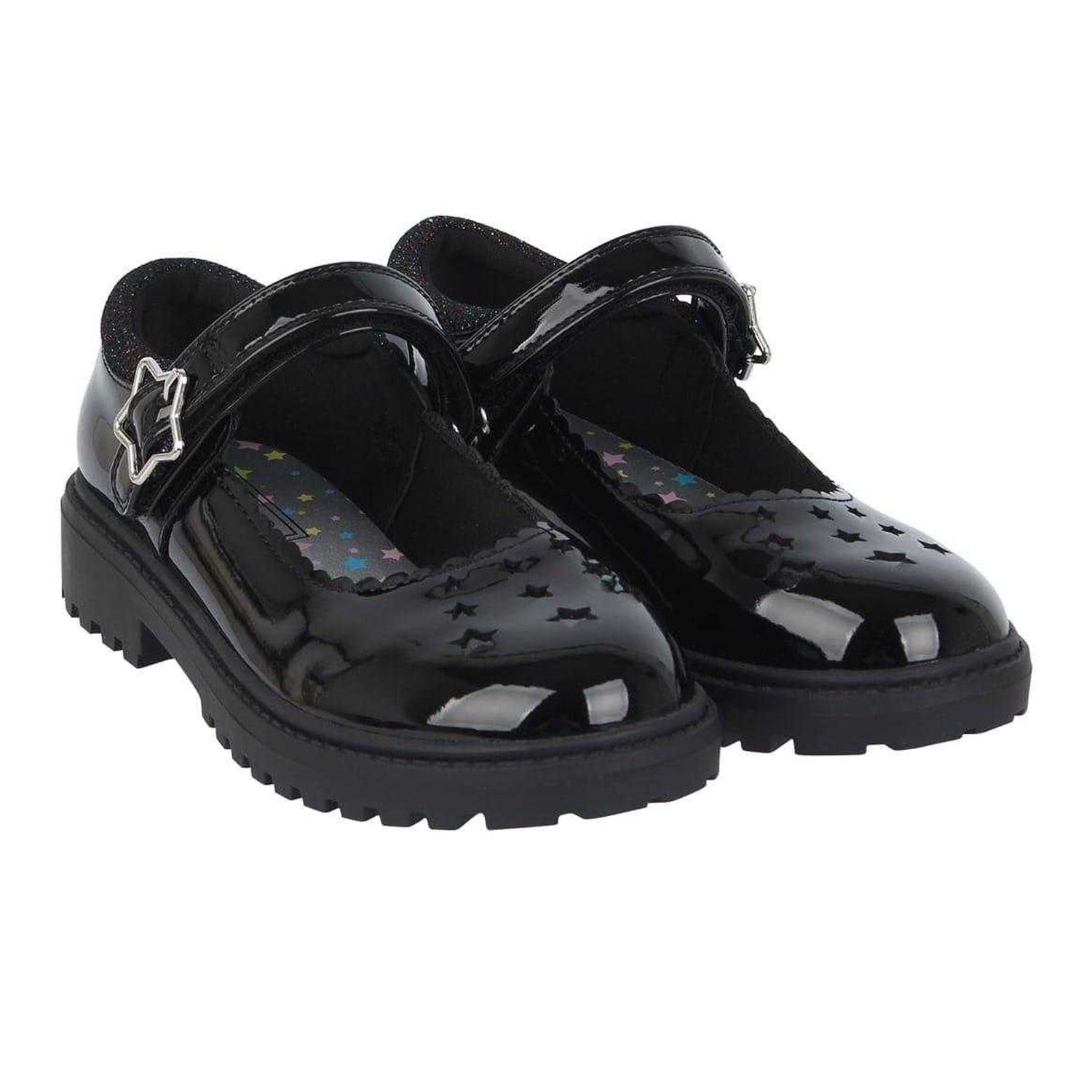 Black Patent - Pack Shot - Miso Girls Leather Chunky Flat Mary Janes